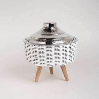 Small Bamboo Basket With Jar Nickel