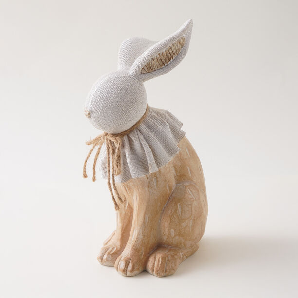 Homez Resin Woodcarved Rabbit With Hemp Rope, Beige 16.5*10.5*26Cm image number 1