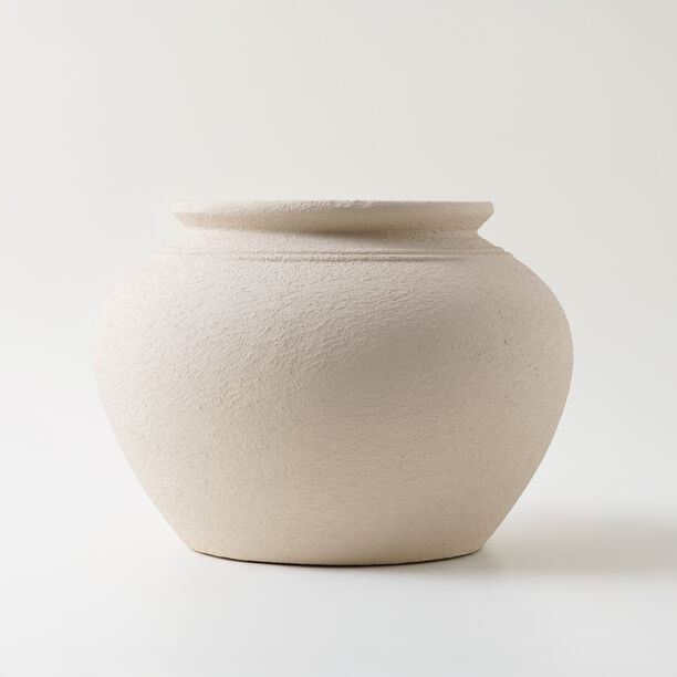 Homez Clay Stone Pot Vase 32*32*20Cm, Offwhite image number 0