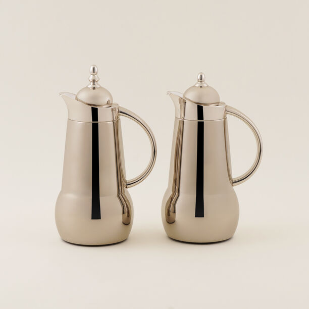 دلتي طقم دلة ستيل فضي 1 لتر + 1 لتر image number 0