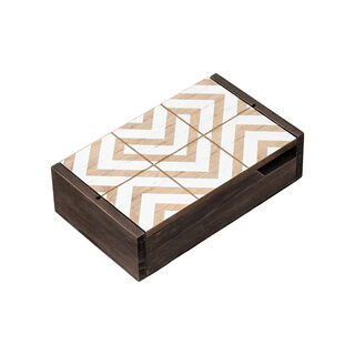 Tea Box 6 Sections Brown and White