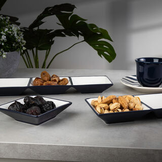 Rio Divided Section Plate Set 3 Pieces Blue Glaze