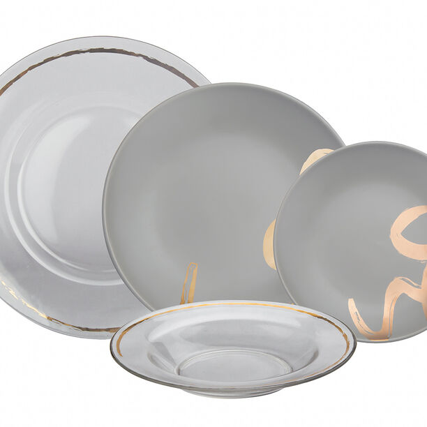 16 Pcs Dinner Set New Bone Gold Figure image number 6