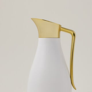 Dallaty steel vacuum flask white with matt golden handle 1L