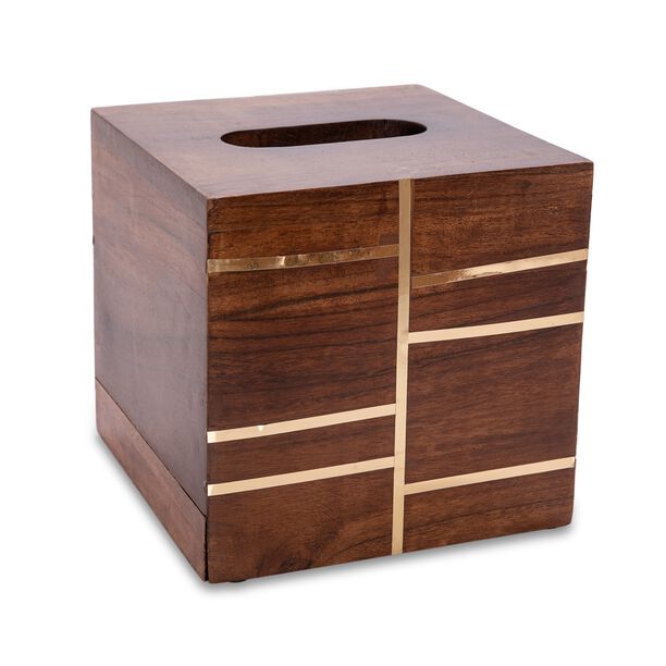 Wood And Metal Tissue Box  image number 0
