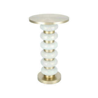 Drink Tablewhite Glass Base Brass Gold Top 30 *51 cm