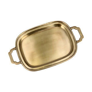 Rectanular Tray Steel Ancient Gold 42*26*2.5Cm