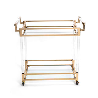 2 Tiers Acrylic Serving Trolley Gold 