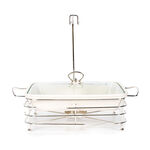 Rectangular Food Warmer Set With Candle Stand Silver 13.5" image number 1