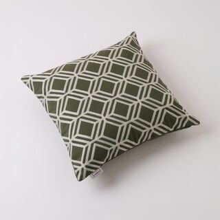 100% Cotton Cushion Cover With Geometric Embroidery Green 45X45Cm
