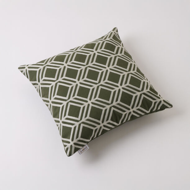 100% Cotton Cushion Cover With Geometric Embroidery Green 45X45Cm image number 0