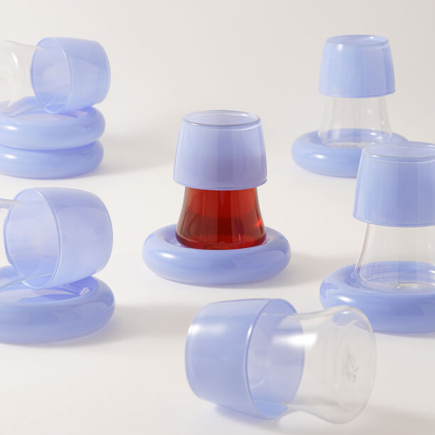 دلتي طقم شاي زجاج 12 قطعة، أزرق image number 0