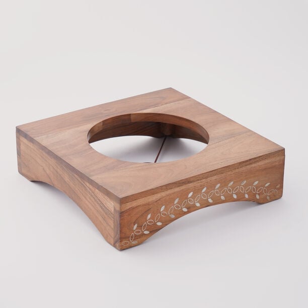 Pearl Collection La Mesa Food Warmer With Wood Stand, 31*31*29 cm image number 1