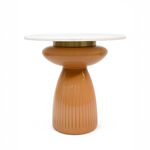 Homez glass coffee table with marble top 61*51cm, brown image number 0