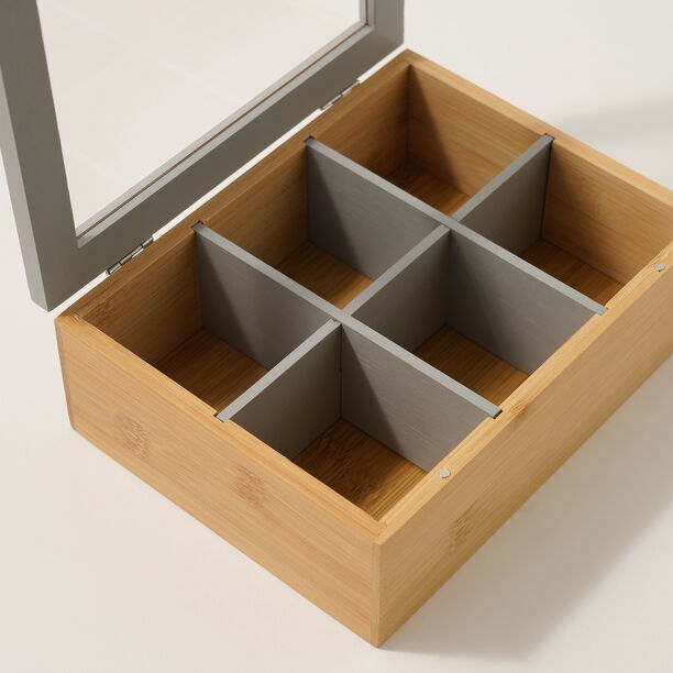 Dallaty bamboo tea box 6 sections, beige image number 2