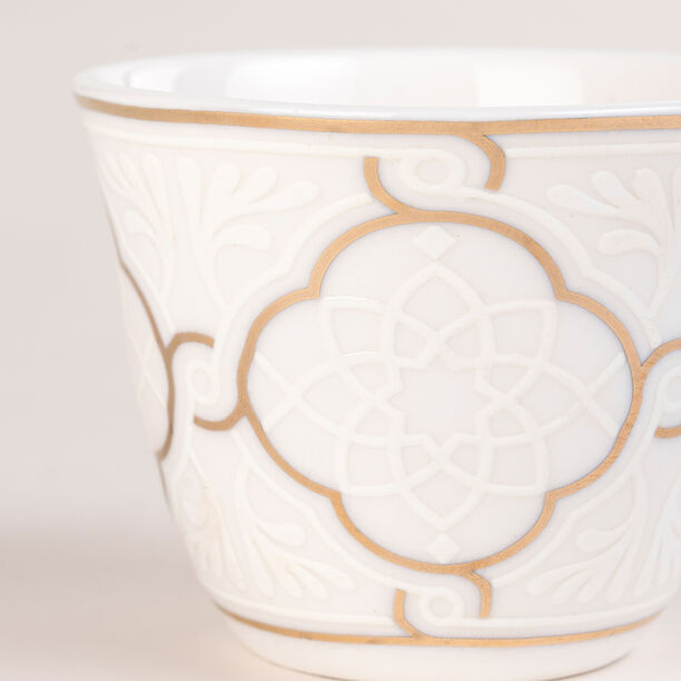 Dallaty white and gold porcelain tea and coffee cups set 18 pcs image number 3