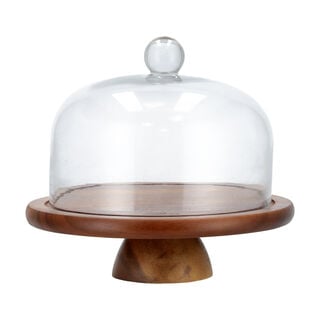 Acacia Wood Cheese Dome With Glass Lid