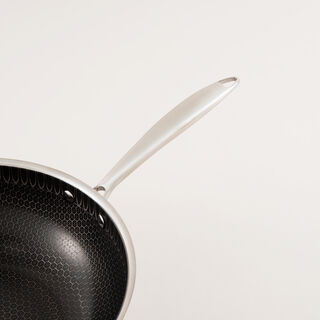 Mister Cook Titan Tri Ply Stainless Steel Wok 32 Cm, Silver