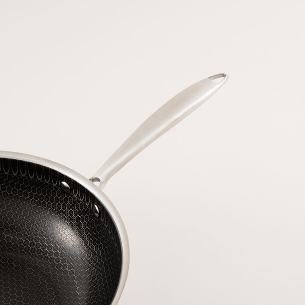 Mister Cook Titan Tri Ply Stainless Steel Wok 32 Cm, Silver image number 3