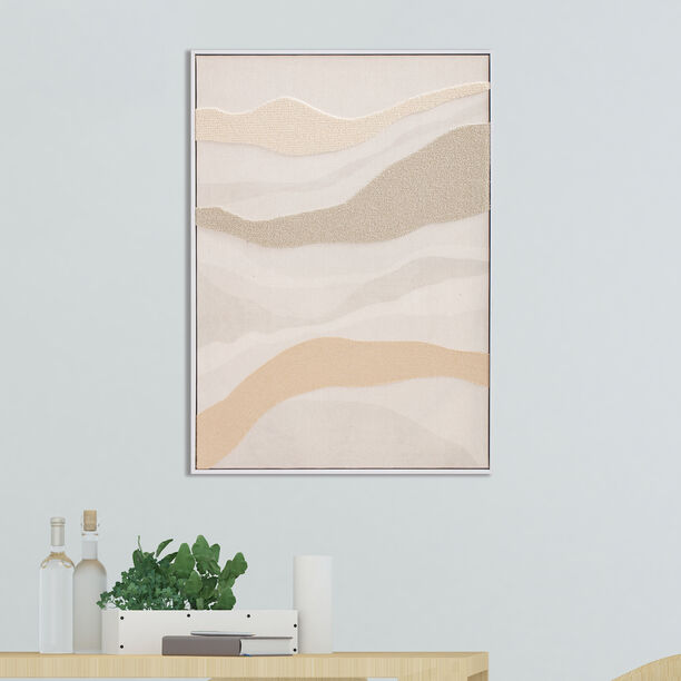 هومز لوحة فنية بألوان بيج وذهبي من قماش الكانفا في برواز خشبي 50*70*3.2 سم image number 1