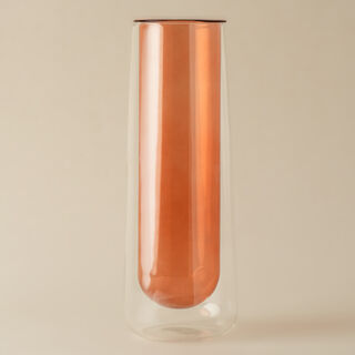 Homez Glass Vase Naseej Collection 5.3*5.3*27.3Cm, Brown