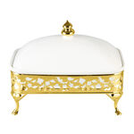 La Mesa Majestic Small Rectangle Casserole With Warmer Stand Gold  image number 1