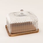 لا ميسا حامل كيك زجاجي بقاعدة خشبية 27*19*18 سم image number 1