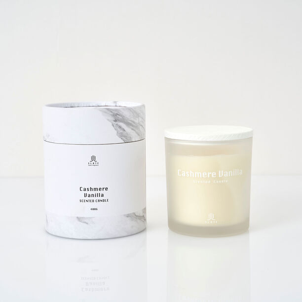Candle jar 400g cashmere vanilla fragrance in white image number 0