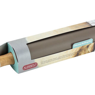 "Alberto silicone rolling pin with wooden handle, brown