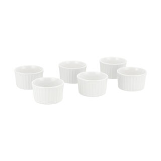 6 Pcs Ceramic Ramekin Set Creamy White