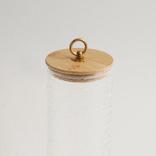 Alberto glass canister with bamboo lid 9*9*20.5cm