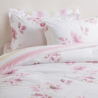 كوتاج طقم لحاف كينج 6 قطع مايكروفايبر أبيض/وردي، 230*250 سم