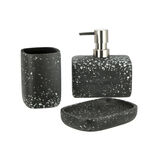3 Pcs Polyresin Bath Set Terrazzo Black image number 0