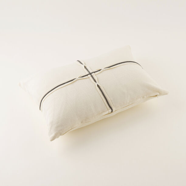 Homez White Cross Line Rectangular Cushion Cover, 30*45Cm image number 2