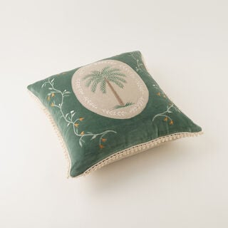 Homez Green Framed Palm Cushion Cover, 45*45Cm