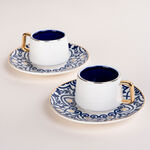 Turkish Coffee Set 12Pc Porcelain Dutone Blue image number 1