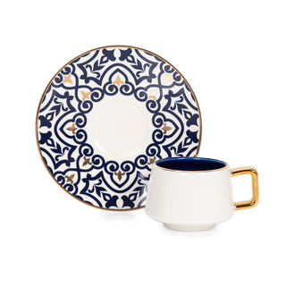 Turkish Coffee Set 12Pc Porcelain Dutone Blue