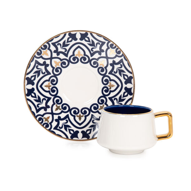 Turkish Coffee Set 12Pc Porcelain Dutone Blue image number 1