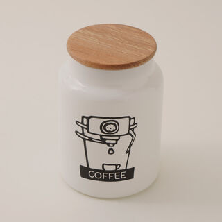 Glass coffee jar 890ml with wooden lid in white