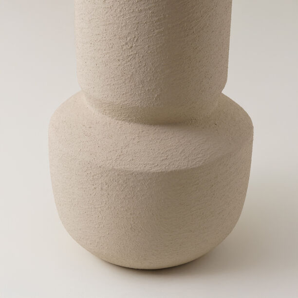 Homez Clay Stone Vase 12*12*27Cm, Offwhite image number 3