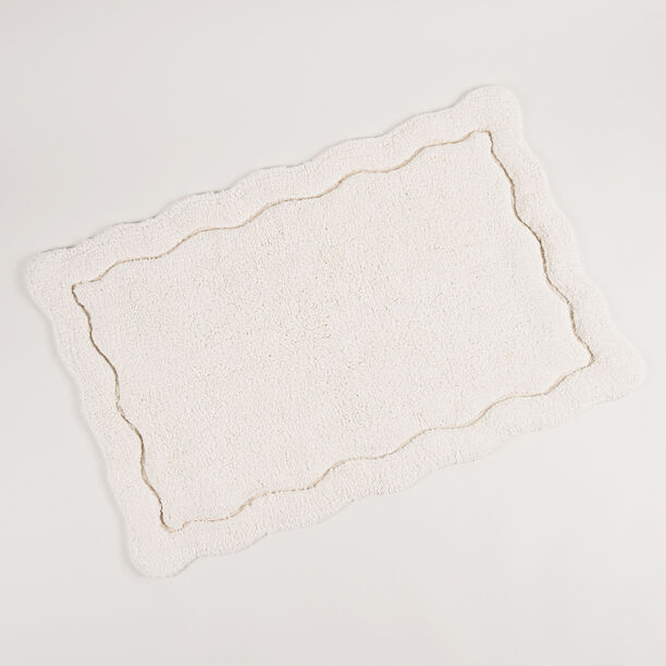 Boutique Blanche White Cotton Blend Scalloped Tufted Bathmat, 60*90 Cm image number 3