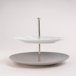 La Mesa grey/white porcelain 2cake plate image number 1