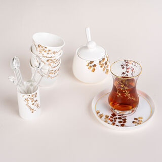 28Pcs Porcelain Tea And Coffee Set Gold Leaf