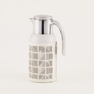 Dallaty stainless steel vacuum flask with leather touch, light beige 1.3L