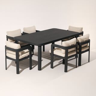 Homez Aluminum Outdoor Dining Table With Fabric Cushion, Grey