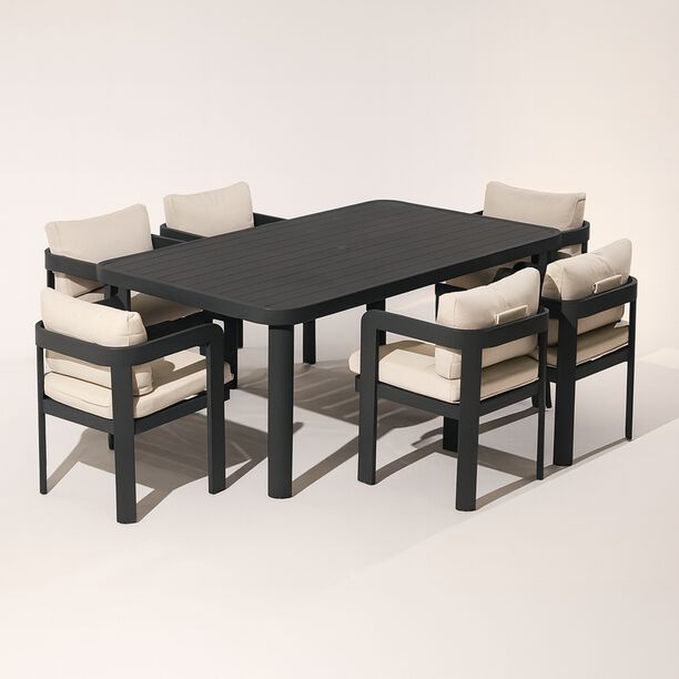 Homez Aluminum Outdoor Dining Table With Fabric Cushion, Grey image number 1