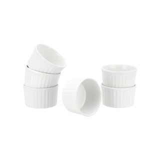 6 Pcs Ceramic Ramekin Set Creamy White