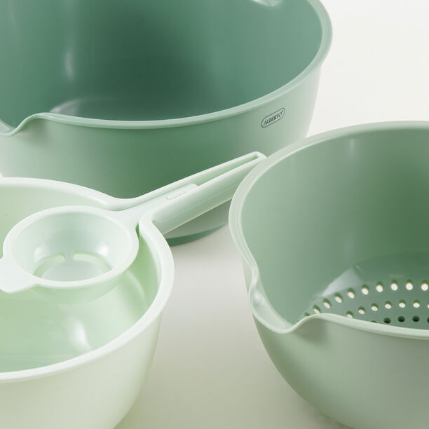Alberto 4pcs plastic multifunction mixing bowl set, green image number 2