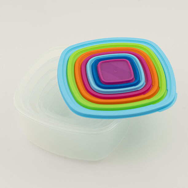 Pentola 7pcs plastic square food container set with lids image number 2