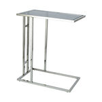 Silver Stainless Steel Side Table With Glass Top image number 1